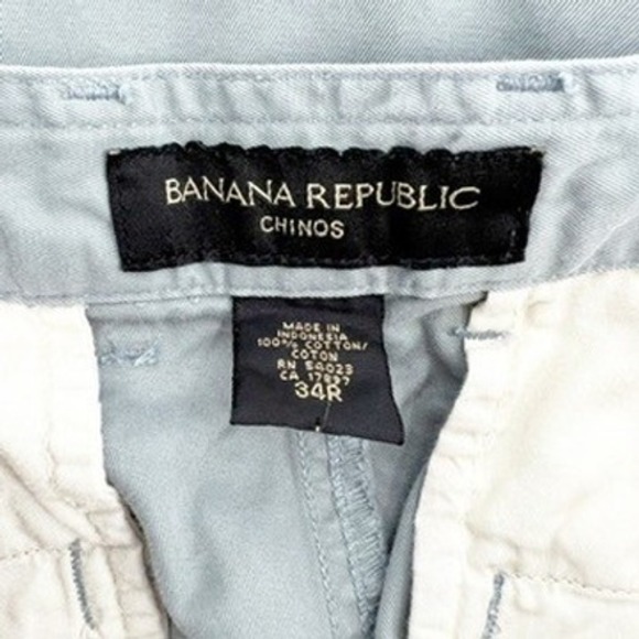 Banana Republic Chinos Mens 34R Light Blue Flat Front Casual Pants - Picture 4 of 4